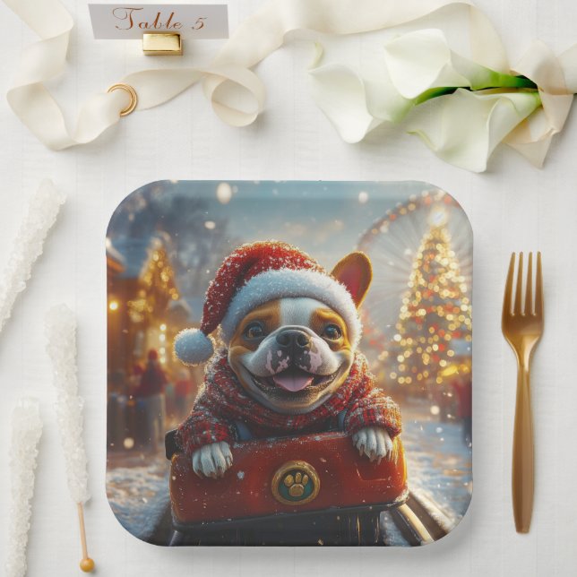 Bull Terrier Dog Roller Untersetzer Weihnachten Pappteller (Hochzeit)