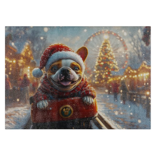 Bull Terrier Dog Roller Untersetzer Weihnachten Schneidebrett (Vorderseite)