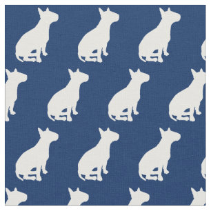 Bull Terrier Dog Silhouette Pet Navy Blue Stoff