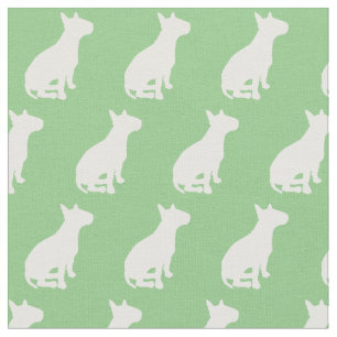 Bull Terrier Dog Silhouette Pet Sage Green Stoff
