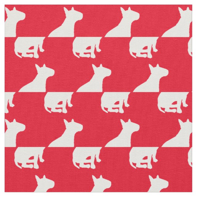 Bull Terrier Dog Silhouette Red Stoff (Nahaufnahme)
