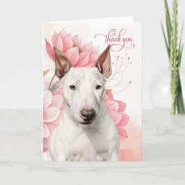 Bull Terrier Dog Soft Pink Botanical Blooms Dankeskarte