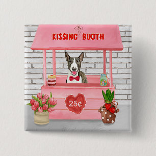 Bull Terrier Dog Valentine's Day Kissing Booth Button
