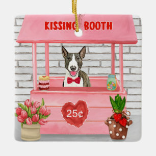 Bull Terrier Dog Valentine's Day Kissing Booth Keramikornament