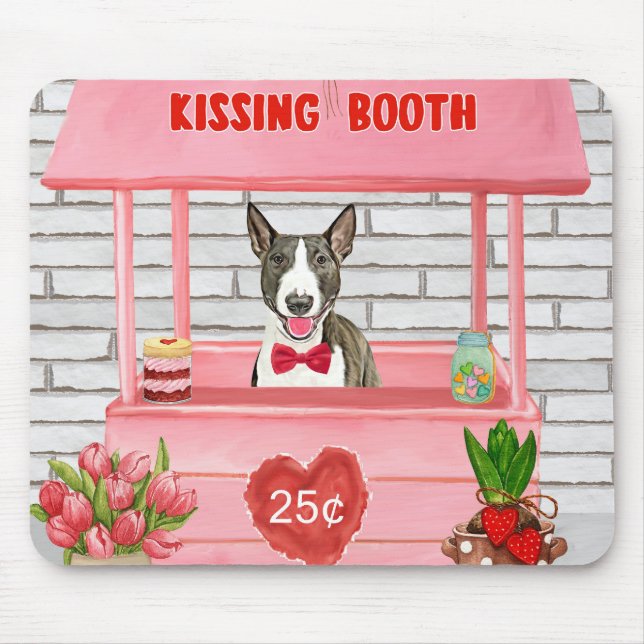 Bull Terrier Dog Valentine's Day Kissing Booth Mousepad (Vorne)