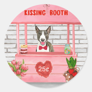 Bull Terrier Dog Valentine's Day Kissing Booth Runder Aufkleber