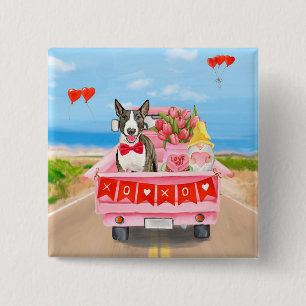 Bull Terrier Dog Valentine's Day Lkw Herz Button