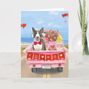 Bull Terrier Dog Valentine's Day Lkw Herz Dankeskarte