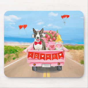 Bull Terrier Dog Valentine's Day Lkw Herz Mousepad