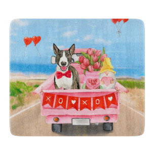 Bull Terrier Dog Valentine's Day Lkw Herz Schneidebrett