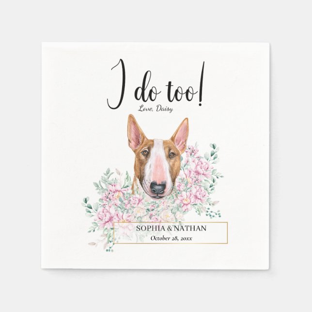 Bull Terrier Dog Wedding Cocktail Napkins Serviette (Vorderseite)