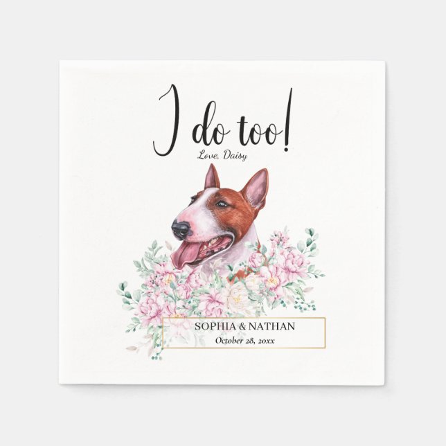 Bull Terrier Dog Wedding Cocktail Napkins Serviette (Vorderseite)