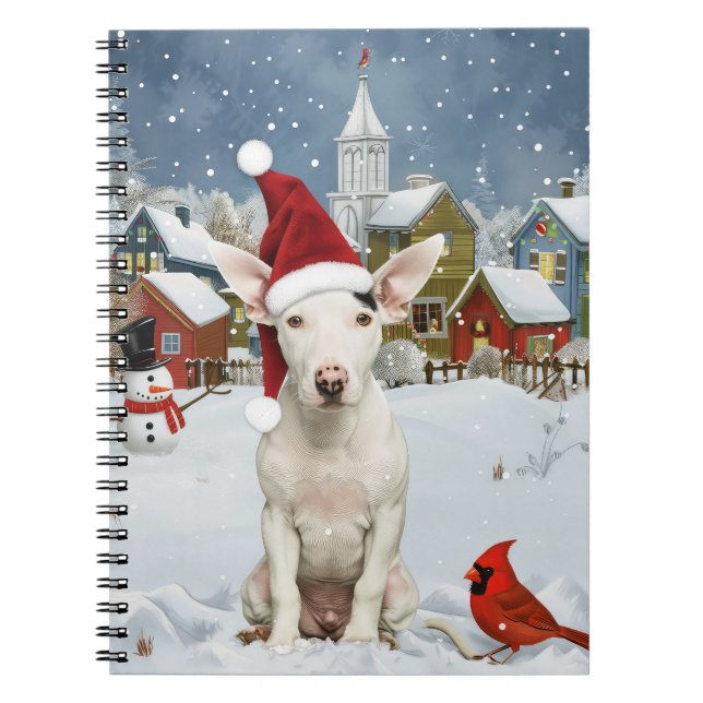 Bull Terrier Dog Winter Wunderland Weihnachtsfreud Notizblock (Vorderseite)