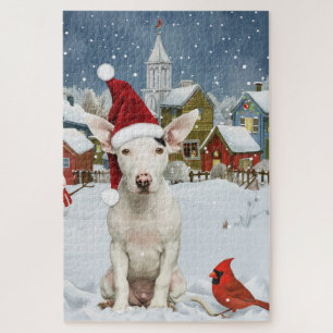 Bull Terrier Dog Winter Wunderland Weihnachtsfreud Puzzle