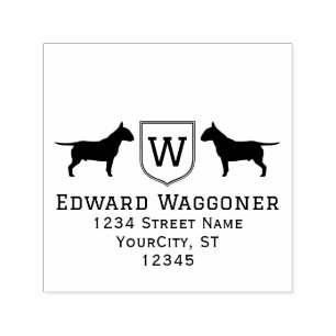 Bull Terrier Dogs erstes Wappen mit Name Address Permastempel
