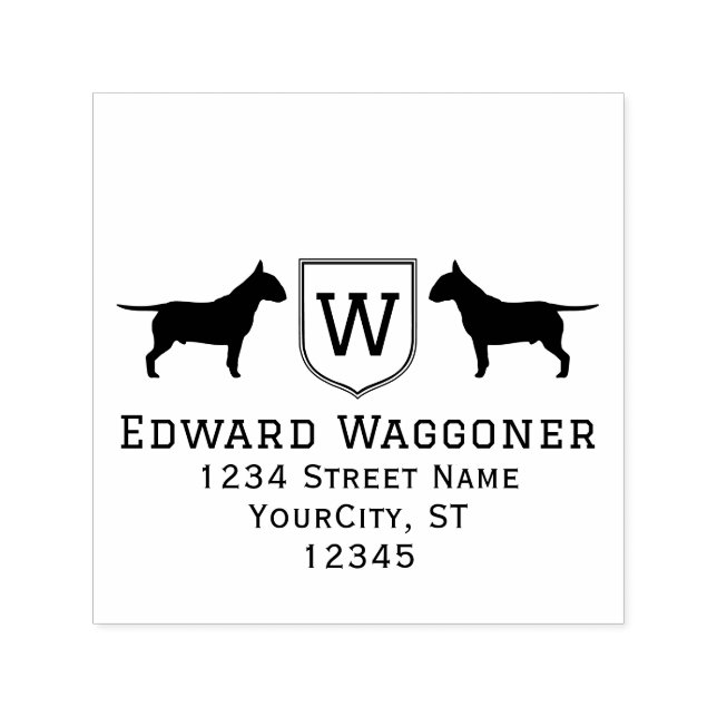 Bull Terrier Dogs erstes Wappen mit Name Address Permastempel (Design)
