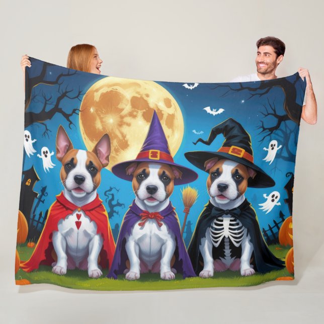 Bull Terrier Dogs Pumpkin Halloween Funny Fleecedecke (Beispiel)