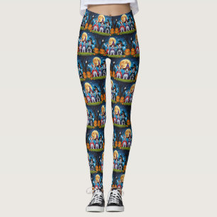 Bull Terrier Dogs Pumpkin Halloween Funny Leggings