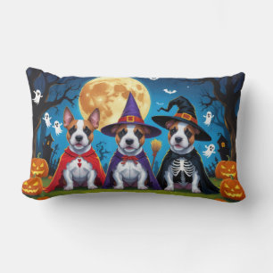 Bull Terrier Dogs Pumpkin Halloween Funny Lendenkissen