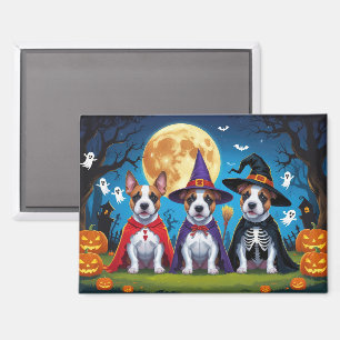 Bull Terrier Dogs Pumpkin Halloween Funny Magnet