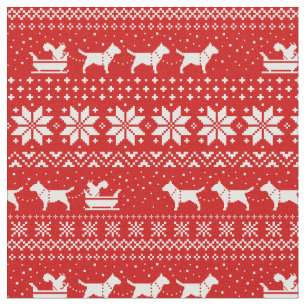 Bull Terrier Dogs Weihnachtsfeiertag Stoff