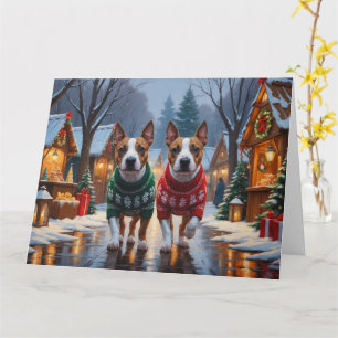 Bull Terrier Dogs Weihnachtsschneeurlaub Karte