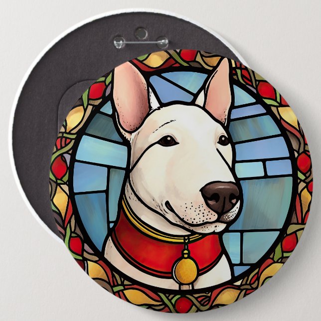 Bull Terrier Festglass Weihnachten Button (Vorne & Hinten)