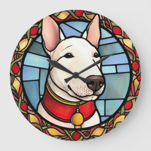 Bull Terrier Festglass Weihnachten Große Wanduhr