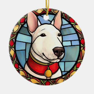 Bull Terrier Festglass Weihnachten Keramik Ornament