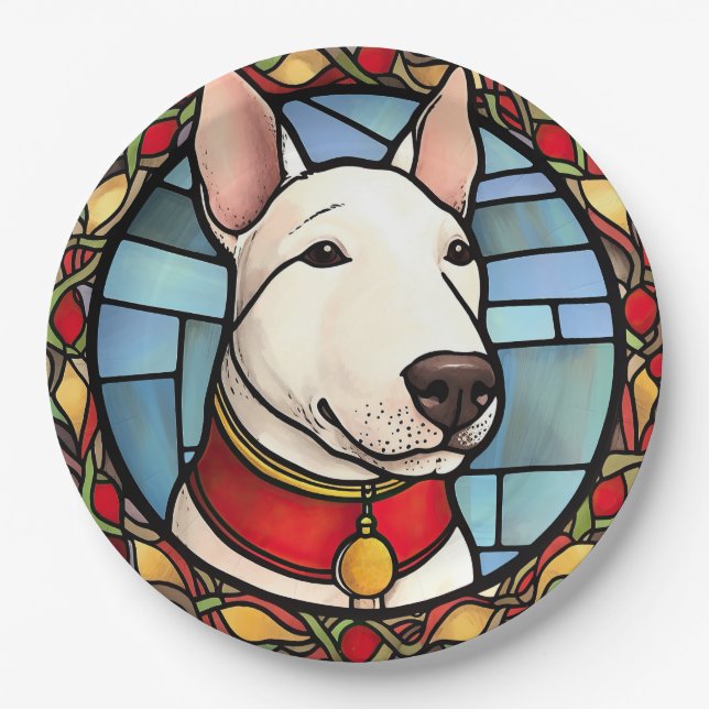 Bull Terrier Festglass Weihnachten Pappteller (Vorderseite)