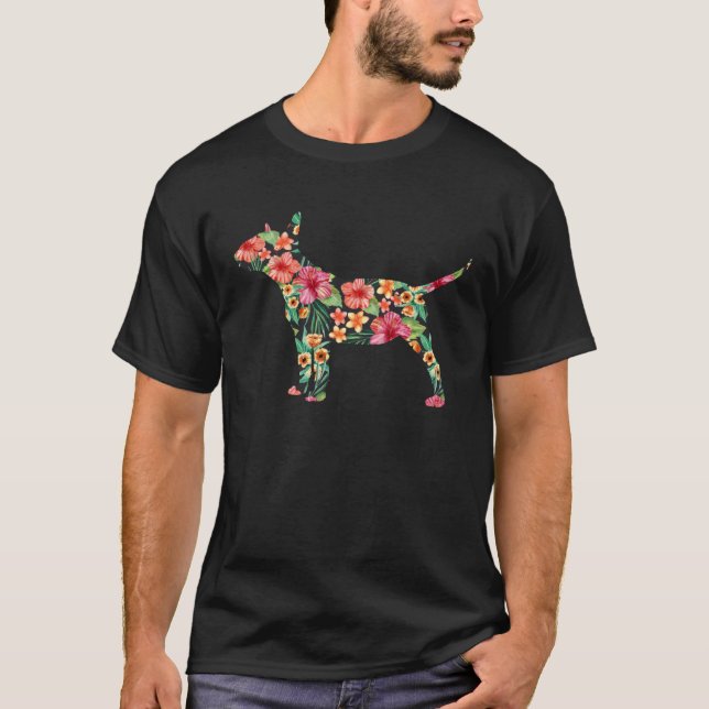 Bull Terrier Flower  Dog Silhouette Floral  Women T-Shirt (Vorderseite)
