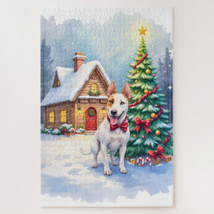 Bull Terrier Gemütliches Cottage Weihnachtsbaum Ku Puzzle