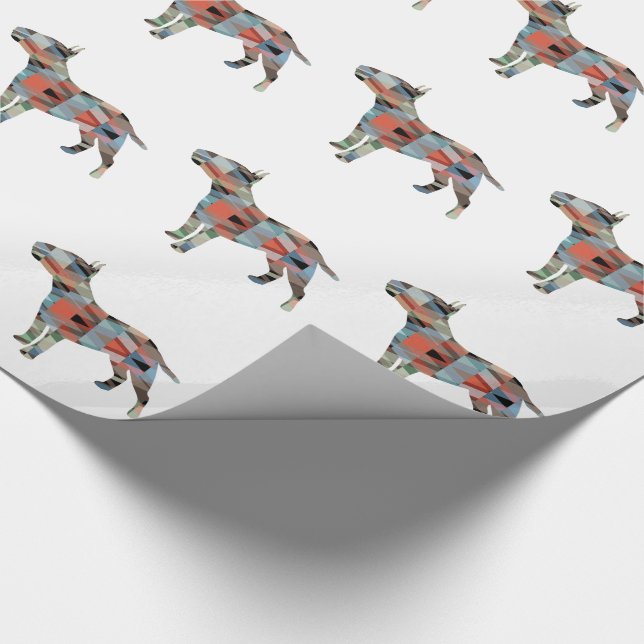 Bull Terrier Geometric Muster Silhouette Kariert Geschenkpapier (Ecke)
