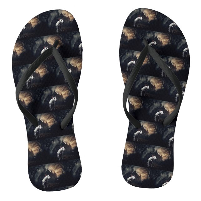 Bull Terrier Halloween Beängstigend Flip Flops (Fußbett)