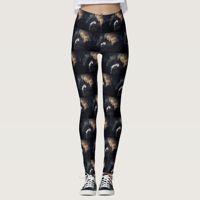 Bull Terrier Halloween Beängstigend Leggings (Vorderseite)
