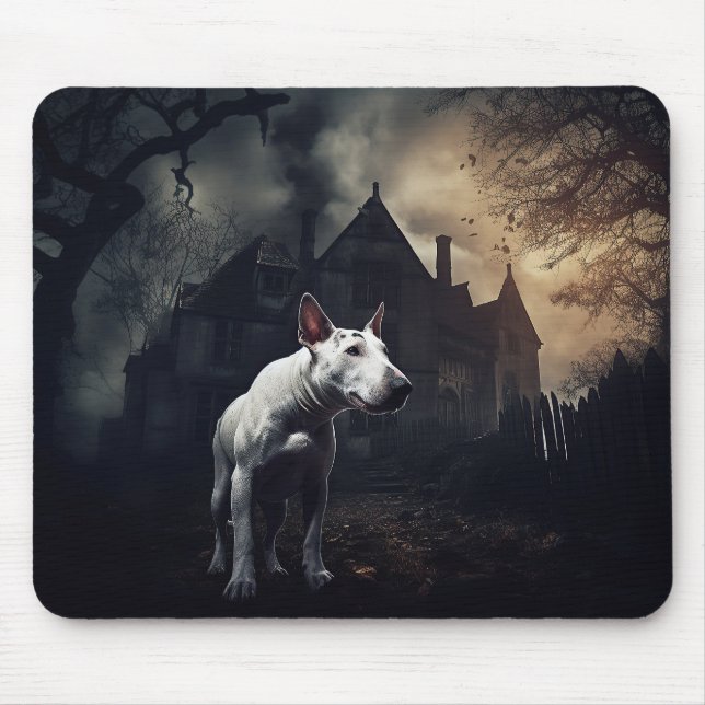 Bull Terrier Halloween Beängstigend Mousepad (Vorne)