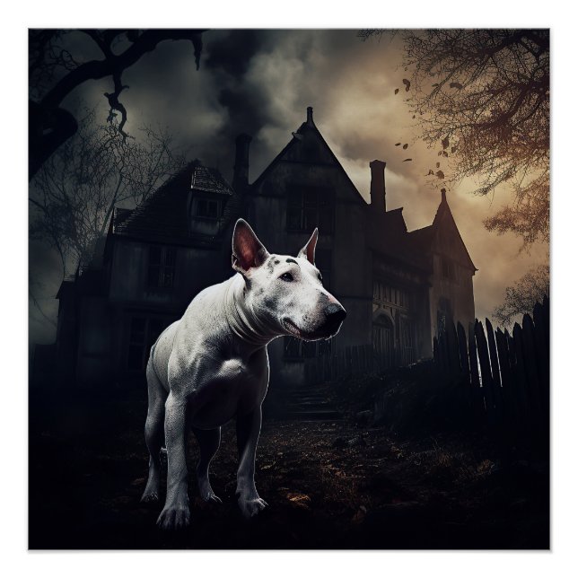 Bull Terrier Halloween Beängstigend Poster (Vorderseite)