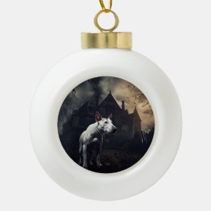 Bull Terrier Halloween Gruselig Keramik Kugel-Ornament