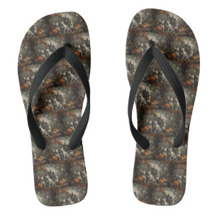 Bull Terrier Halloween Nacht Hunde-Spaß Flip Flops