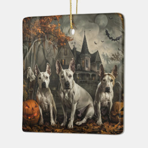 Bull Terrier Halloween Night Doggy Delight Keramikornament