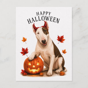 Bull Terrier Halloween Postkarte