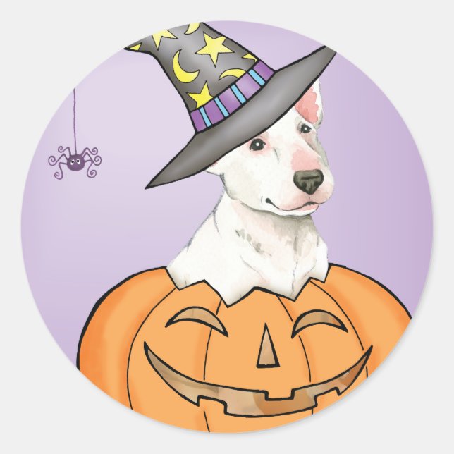 Bull Terrier Halloween Runder Aufkleber (Vorderseite)