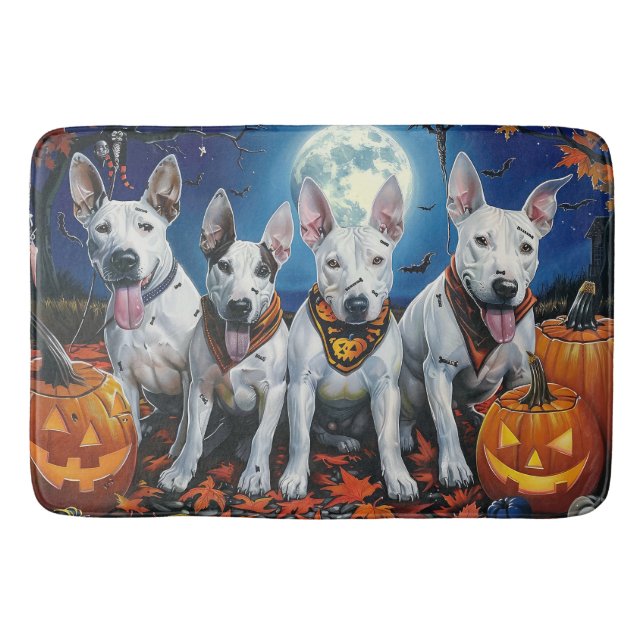 Bull Terrier Halloween Spooky Badematte (Vorderseite)