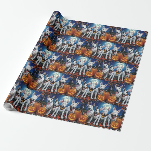 Bull Terrier Halloween Spooky Geschenkpapier (Ungerollt)