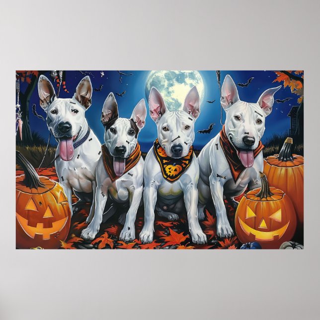Bull Terrier Halloween Spooky Poster (Vorne)