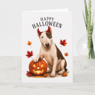 Bull Terrier Halloween Teufelshund Karte