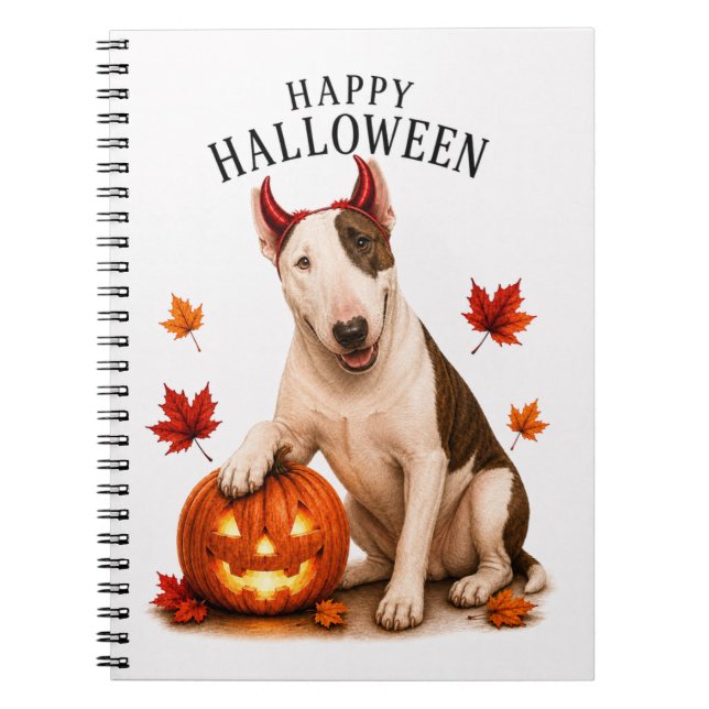 Bull Terrier Halloween Teufelshund Notizblock (Vorderseite)