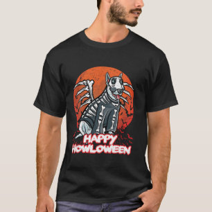 Bull Terrier Happy Halloween Kostümskelett Long T-Shirt