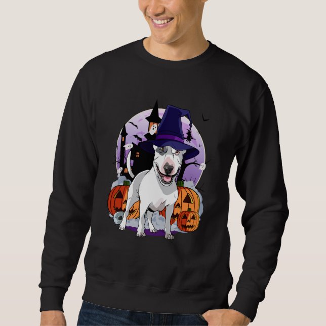 Bull Terrier Happy Halloween Witch Dog Pumpkin Spo Sweatshirt (Vorderseite)