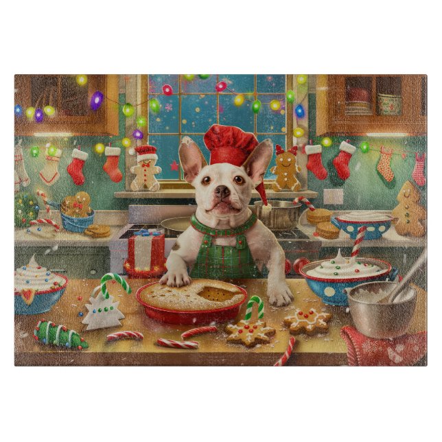 Bull Terrier Holiday Baking: Festliche Weihnachten Schneidebrett (Vorderseite)